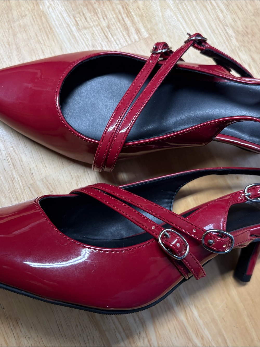 Wild Fable Red Patent Double-Strap Mary Jane Heels Sz 7
